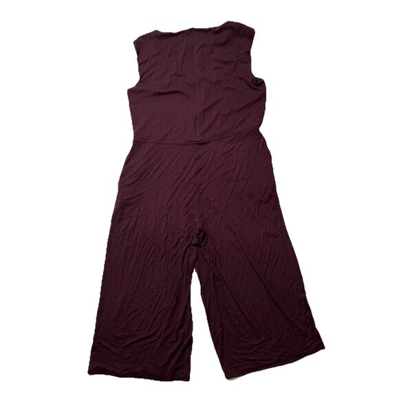 Eileen Fisher Jumpsuit Casis Moc Wrap Burgundy Stretch Jersey Wide Leg Faux L - Picture 4 of 14
